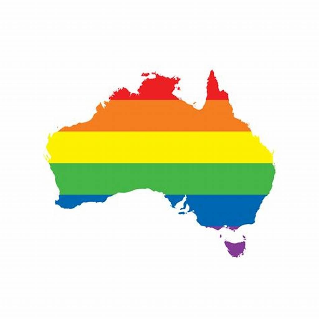 LGBTQIA+ Rainbow Flag in the Outline of Australiainbow flag 