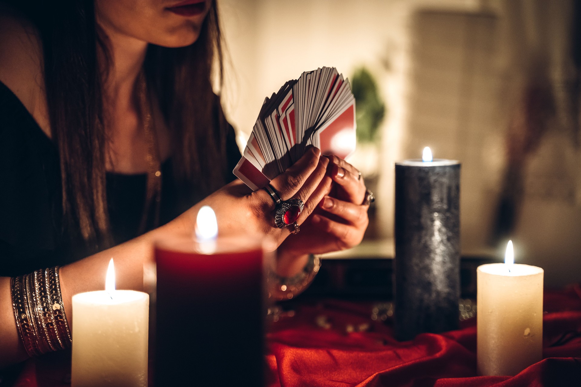 Fortune teller reading tarot